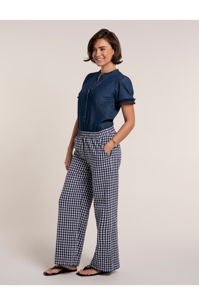 Brakeburn Gingham Wide Leg Aitana Trousers, Alternate, color, Black