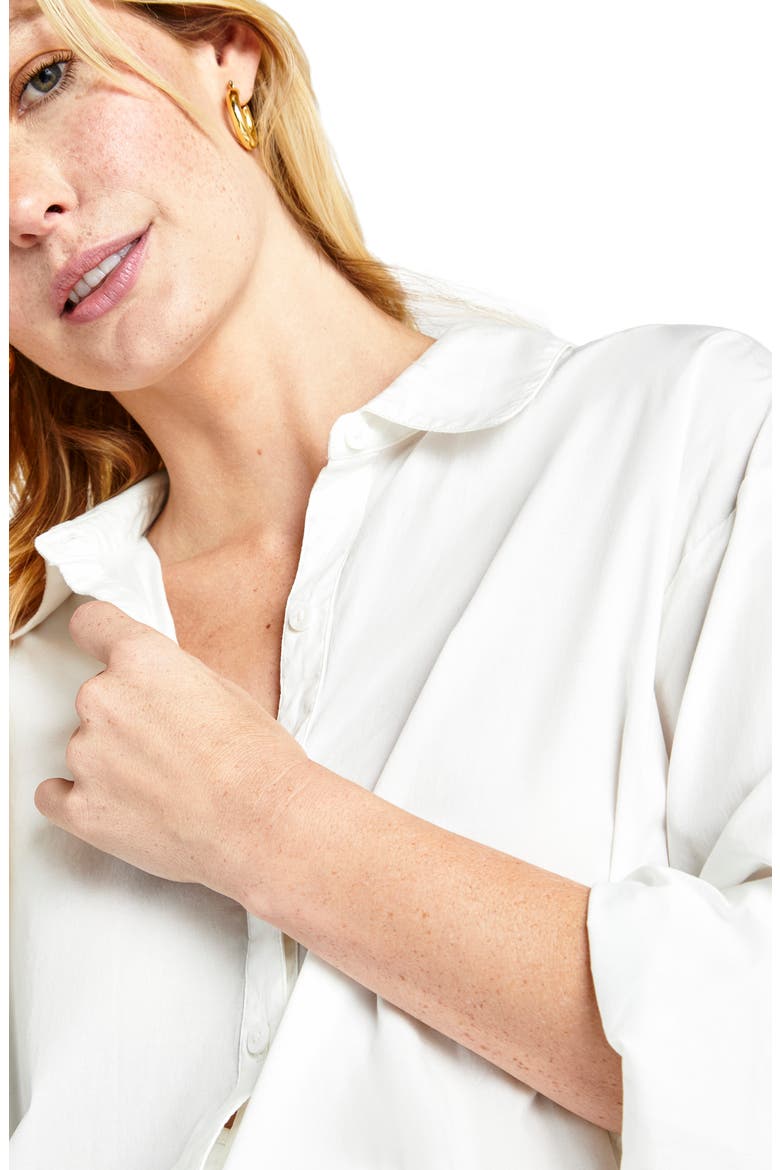 Avril Side Slit Button-Up Shirt, Alternate, color, WHITE