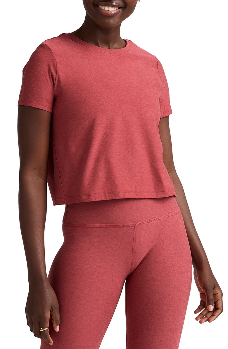 Beyond Yoga Featherweight Supreme Crop T-Shirt, Main, color, Faded Rose Heather