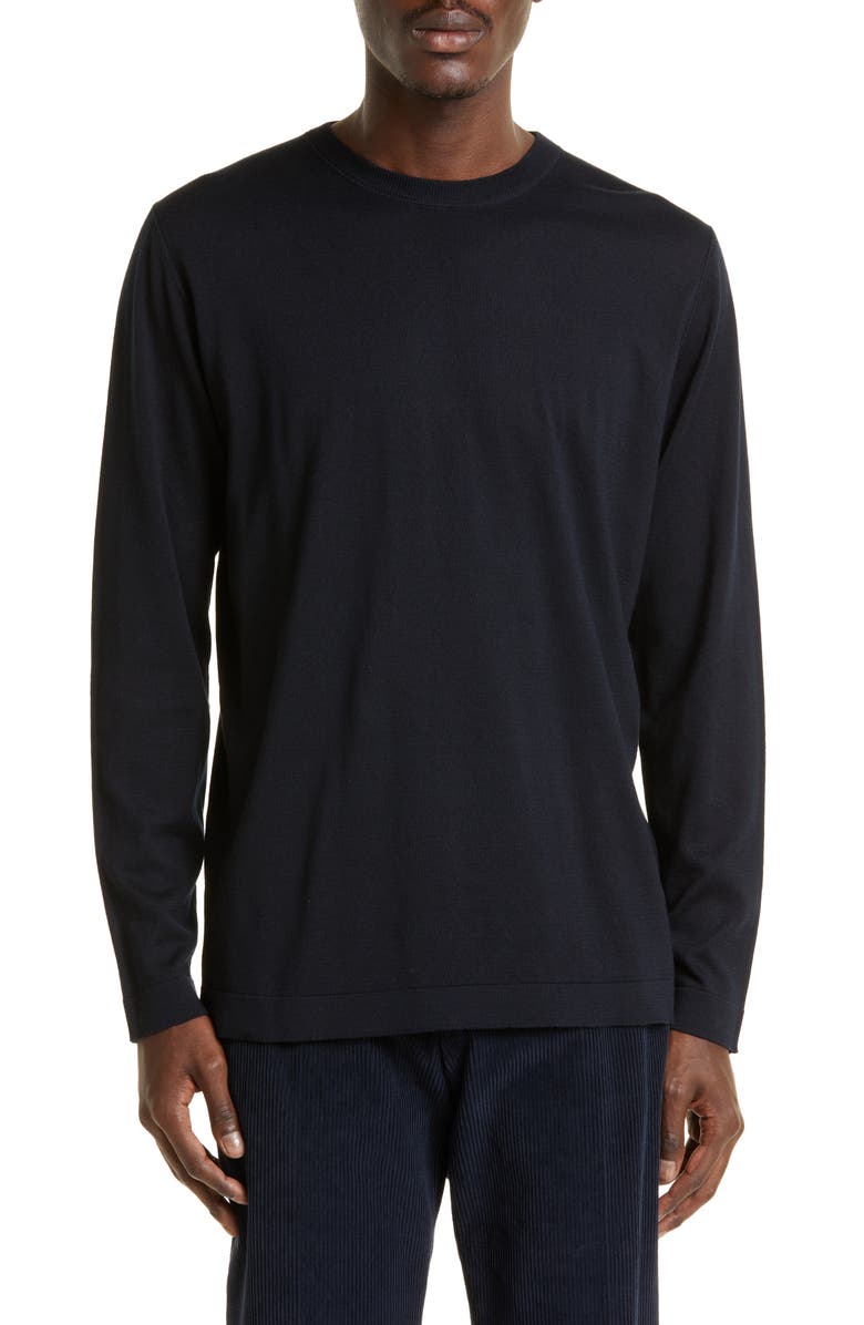 Thom Sweeney Fine Gauge Cotton & Cashmere Sweater, Main, color, Navy