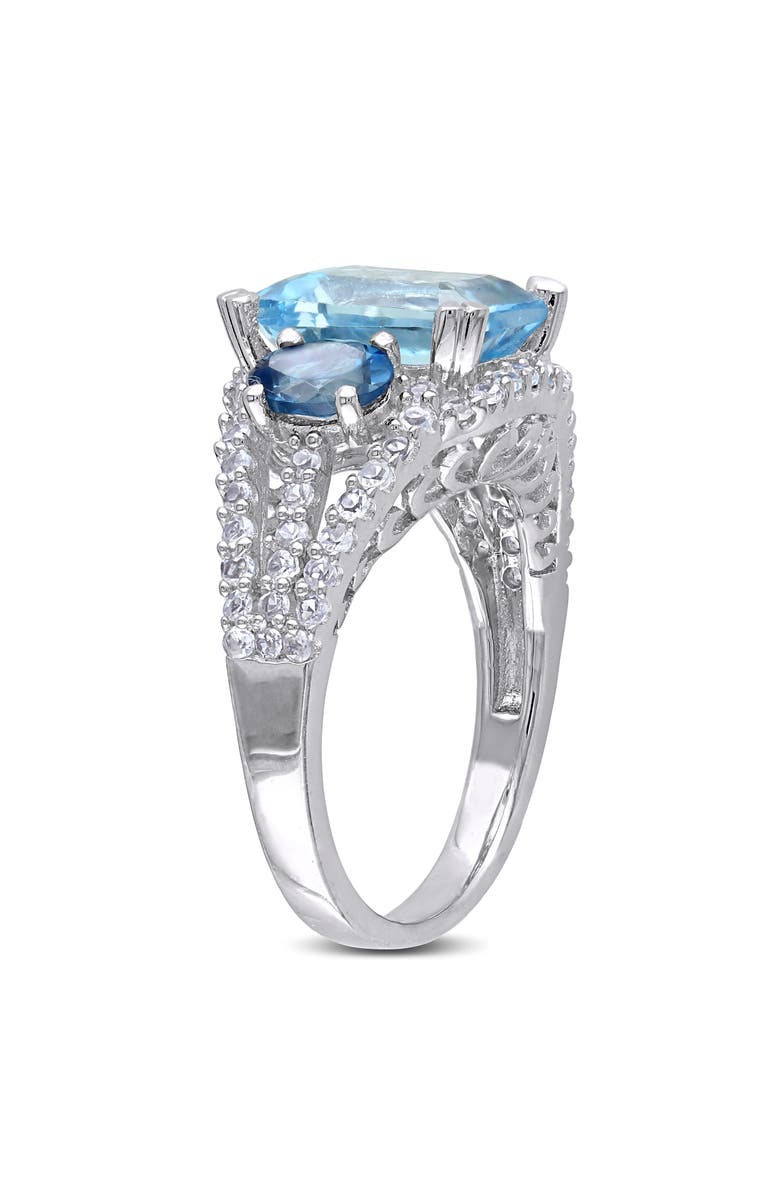 Julianna B. Blue Topaz & Created White Sapphire 3-Stone Ring, Alternate, color, Topaz