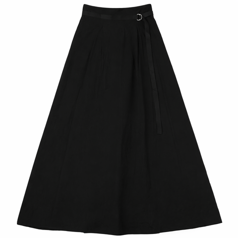Rayon Maxi Knife Pleated Double D Ring Skirt