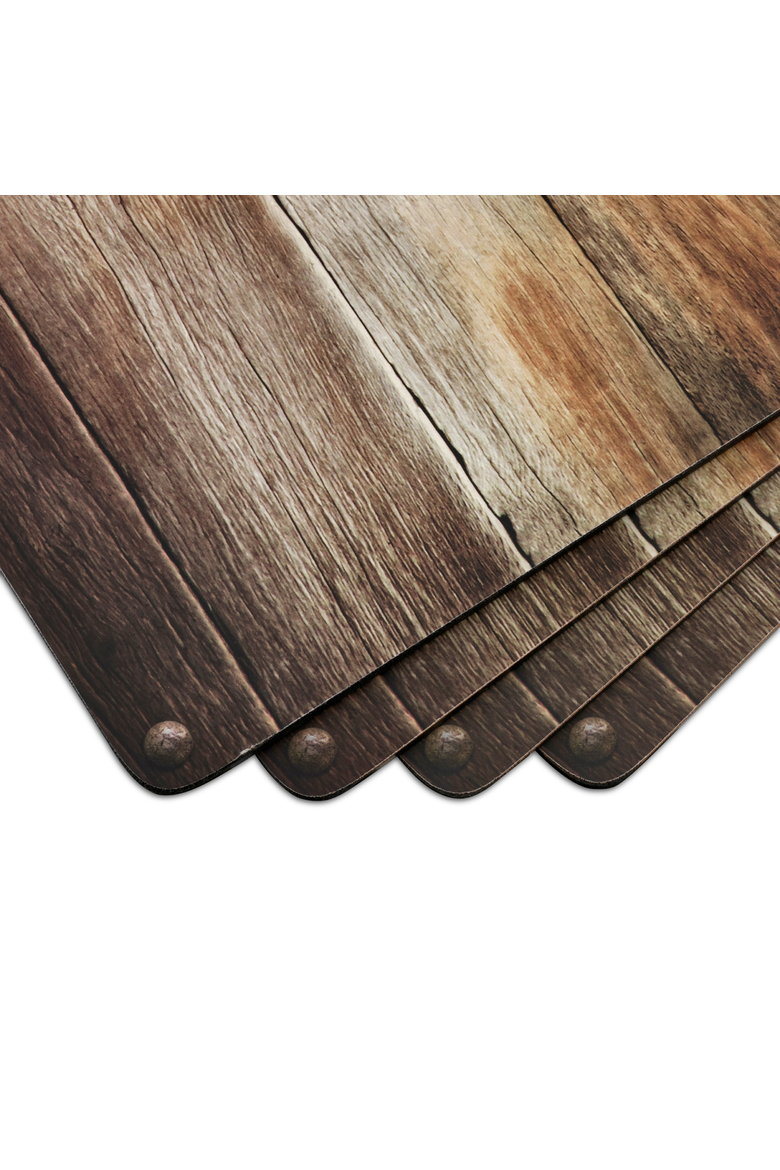 Lodge Set of 4 Cork Back Placemats, Alternate, color, Brown