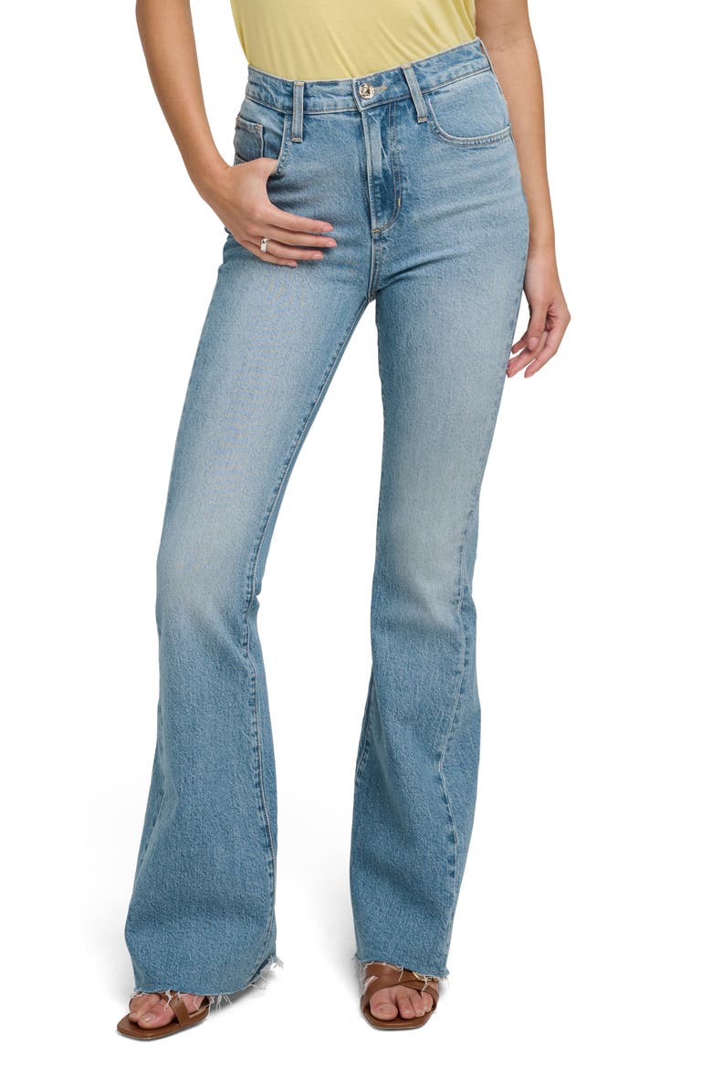 The Valentina Shortie Frayed High Waist Flare Jeans, Main, color, TULUM