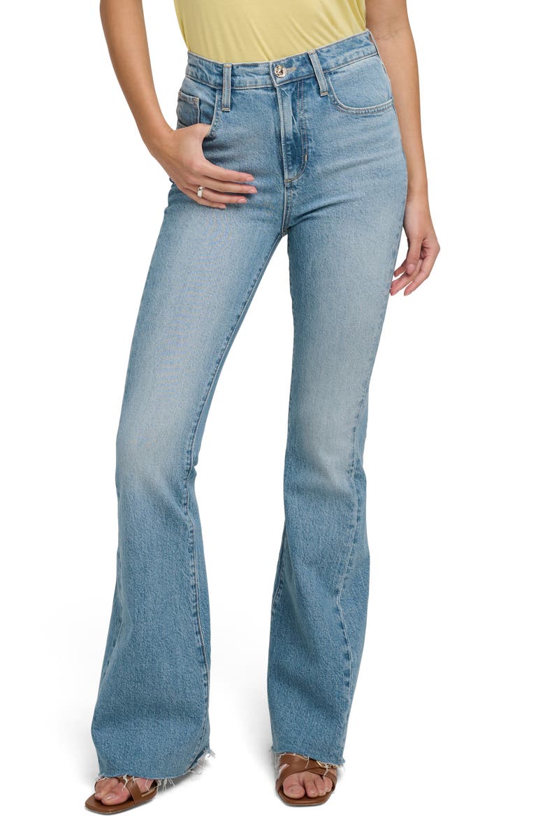 Favorite Daughter The Valentina Shortie Frayed High Waist Flare Jeans, Main, color, Tulum