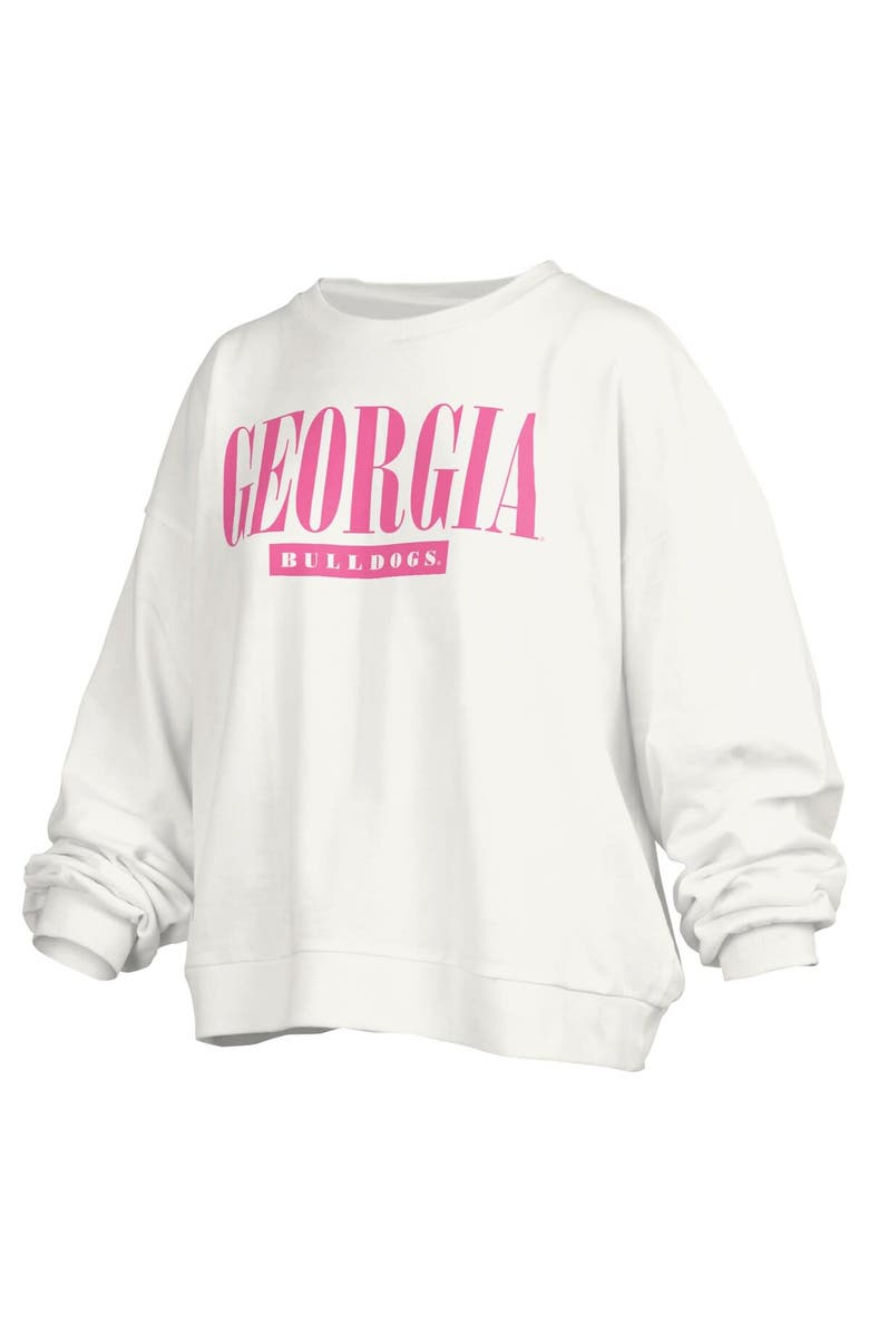 PRESSBOX Women's Pressbox White Georgia Bulldogs Sutton Janise Waist Length Oversized Pullover Sweatshirt, Main, color, 
