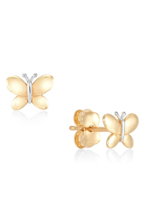 Two-Tone Butterfly Stud Earrings