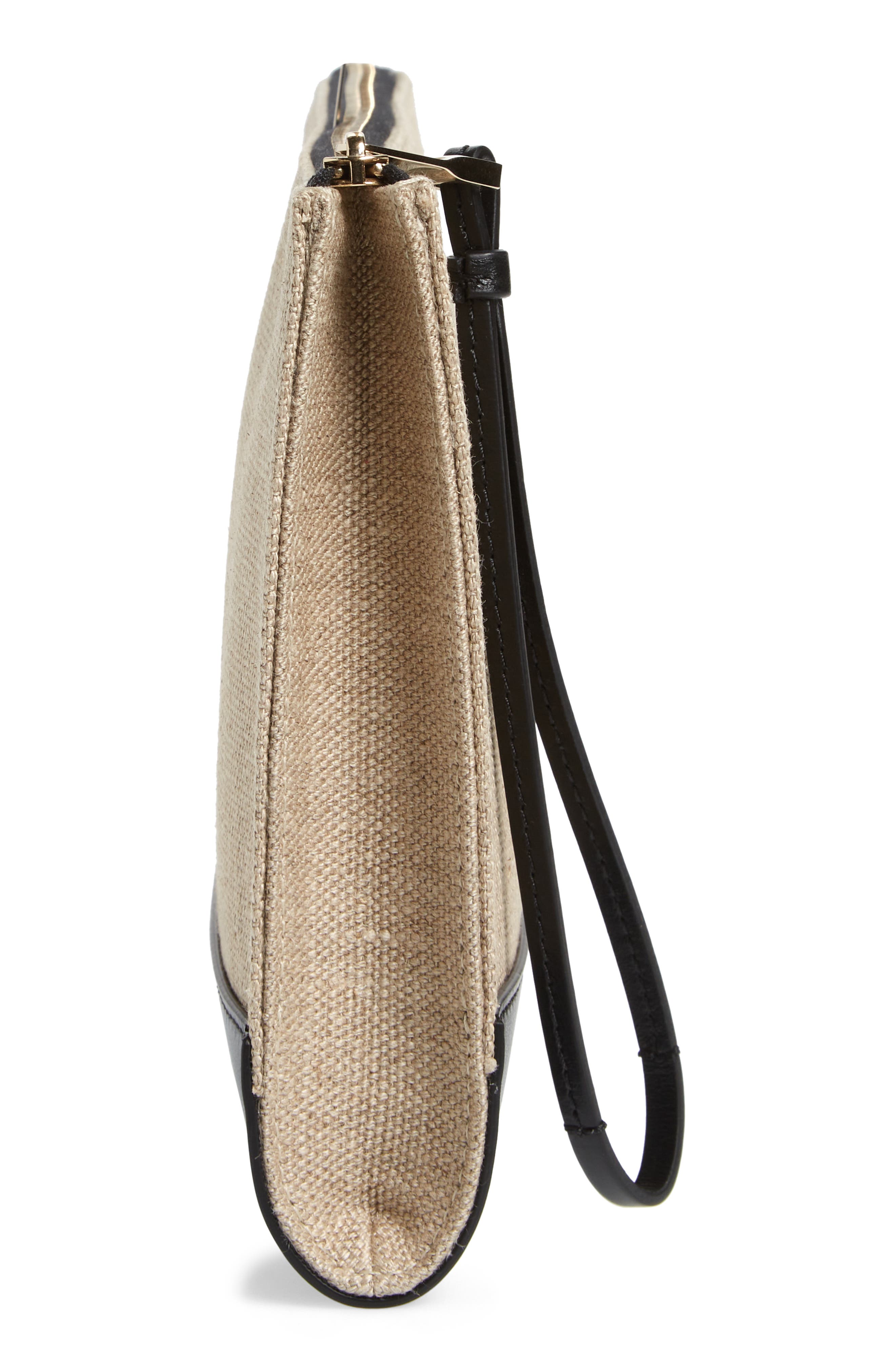 Chloé Sense Linen & Leather Pouch, Alternate, color, 