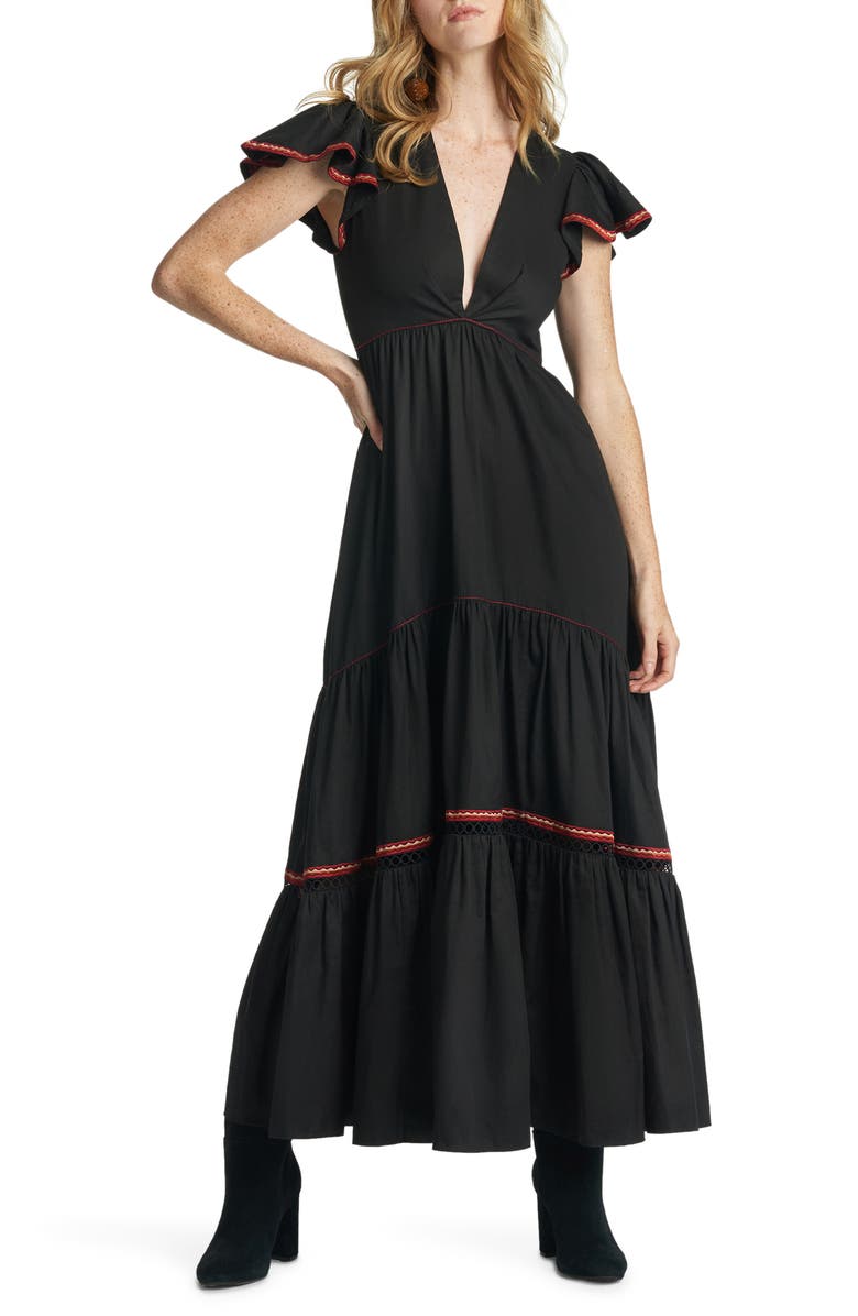 Sachin & Babi Paloma Plunge Neck Cotton Maxi Dress, Main, color, 
