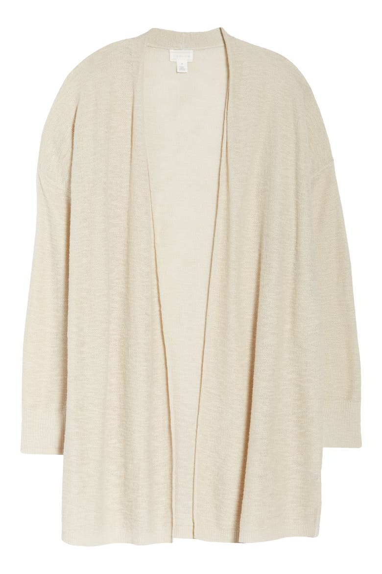 Linen & Cotton Open Front Cardigan, Alternate, color, BEIGE OATMEAL