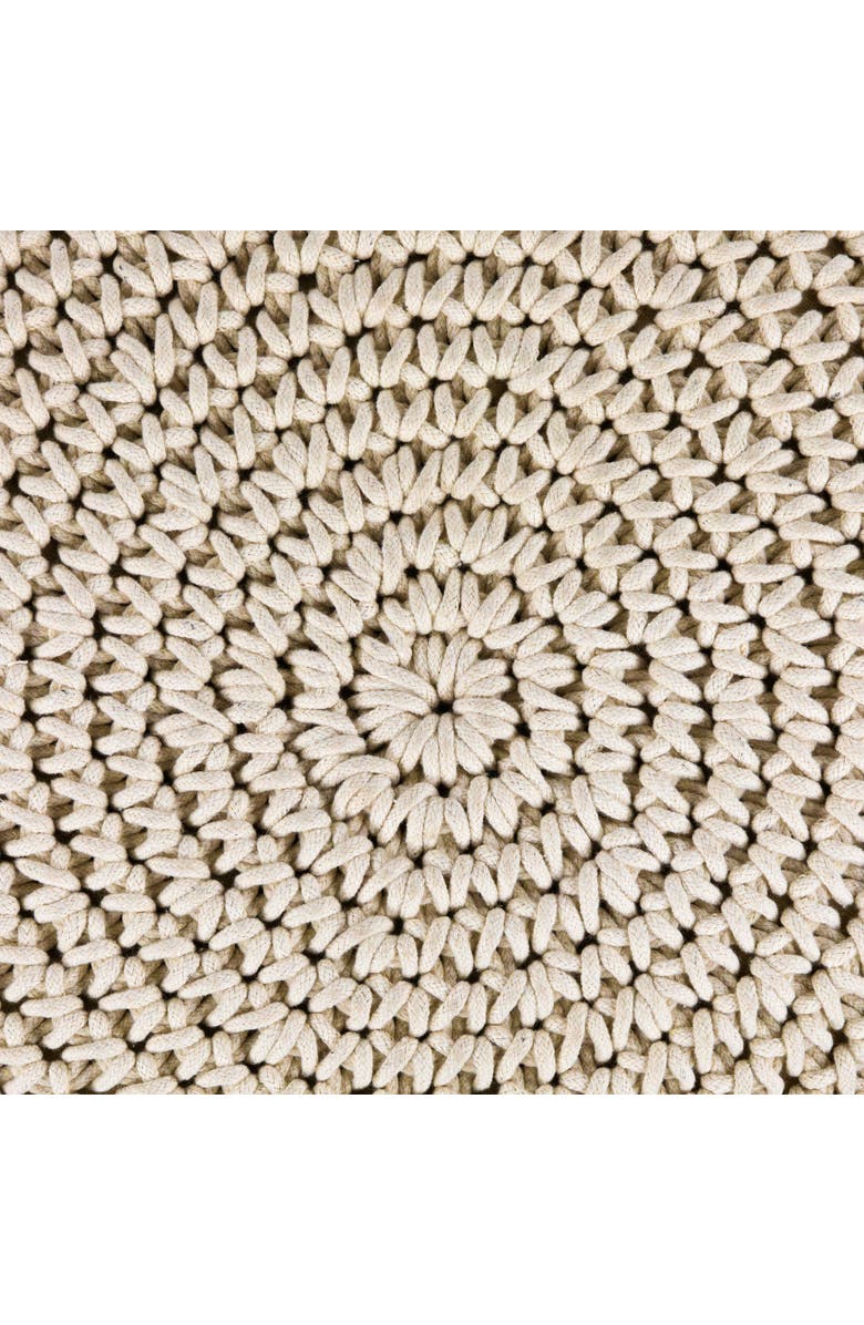 Northlight 18" Solid Cream Macrame Round Handmade Natural Cotton Pouf Ottoman, Alternate, color, Ivory