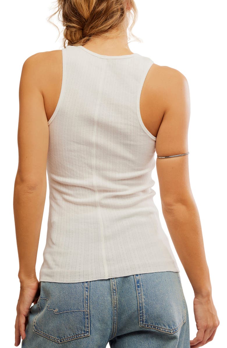 Free People Fresh in Love Pointelle Rib Crewneck Tank, Alternate, color, Ivory