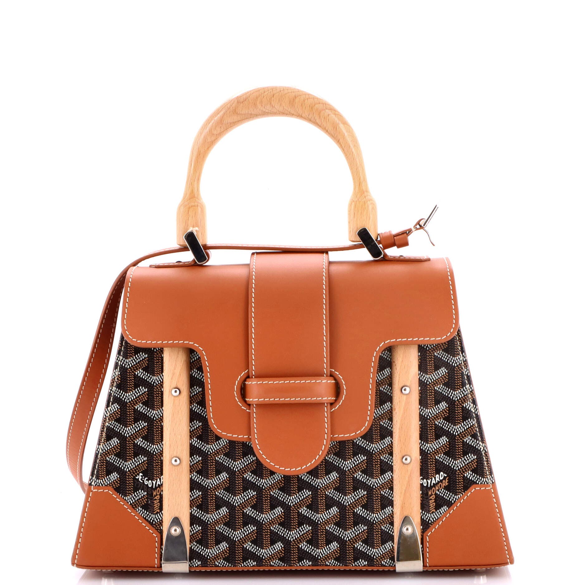 Saigon Top Handle Bag Coated Canvas with Leather PM, Main, color, Brown