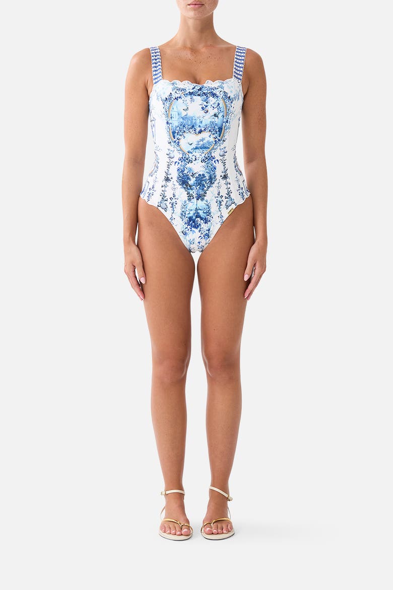 Square Neck Wide Strap One Piece, Main, color, The Porcelain Parlour