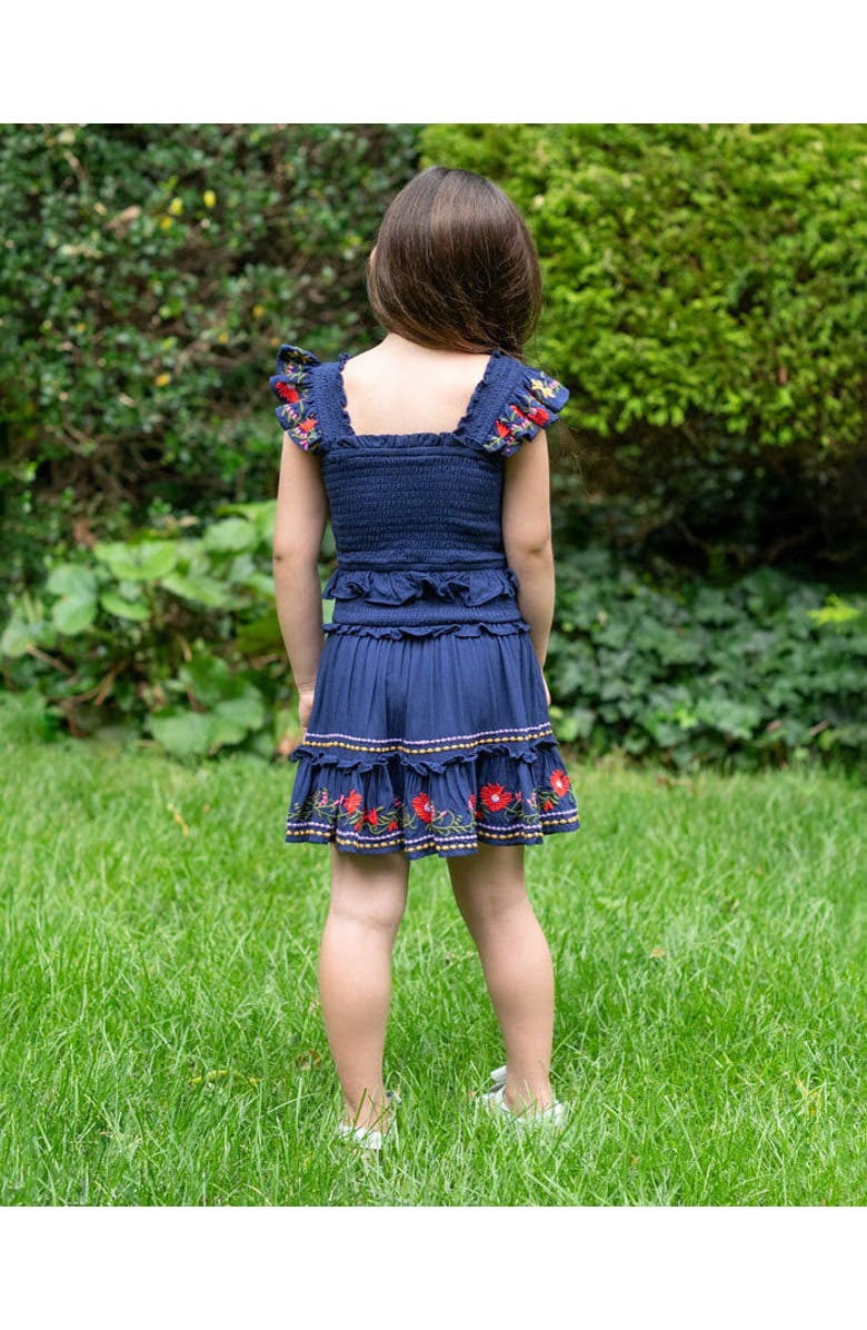 Change of Scenery Zoe Smocked Bodice Embroidered Ruffle Dress, Alternate, color, Gardenia Embroidery