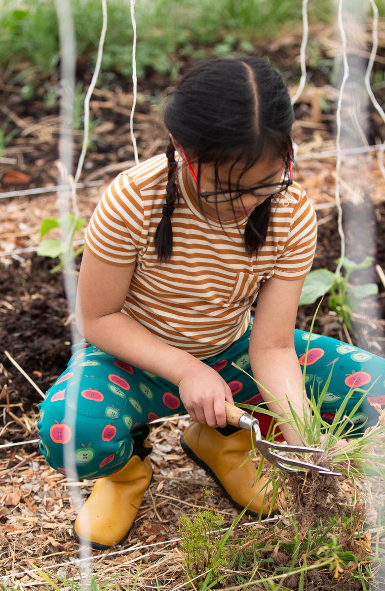 Little Green Radicals Kids' Stripe Organic Cotton Pocket T-Shirt, Alternate, color, Gold