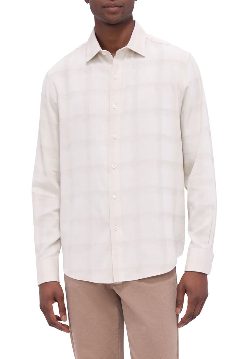 Julian Shaped Fit Plaid Button-Up Shirt, Main, color, DESERT