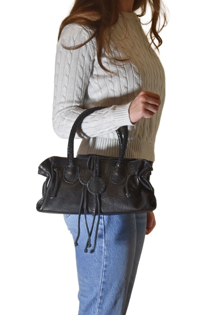 Carlos Falchi Mini Satchel Leather Bag, Alternate, color, Black Obsidian