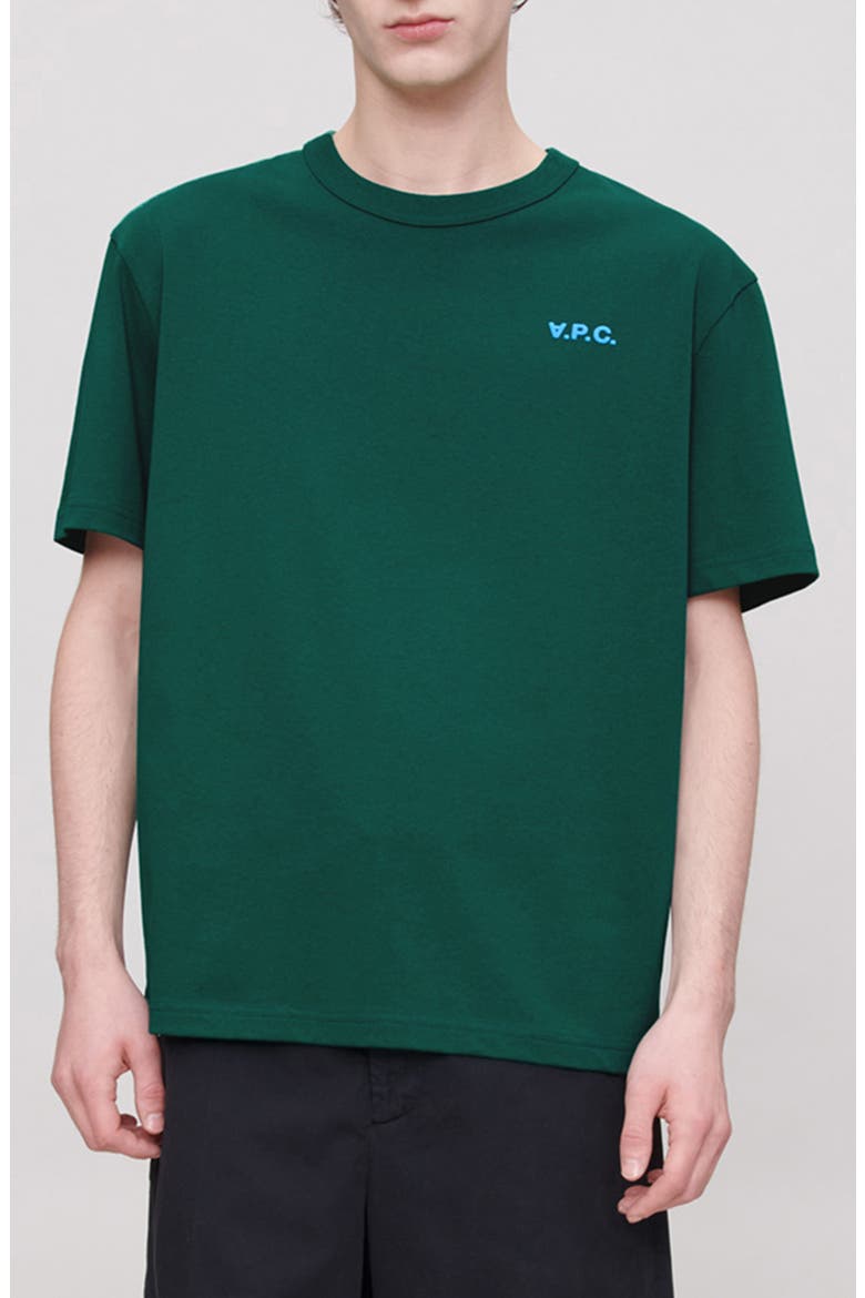 Boxy Organic Cotton T-Shirt, Alternate, color, GREEN / BLUE