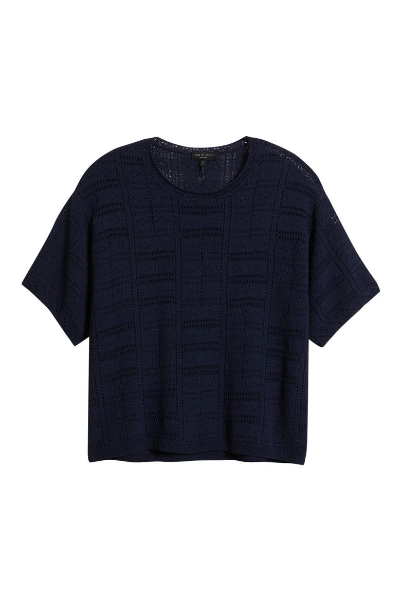 Morgan Pointelle Stitch Sweater, Alternate, color, NAVY