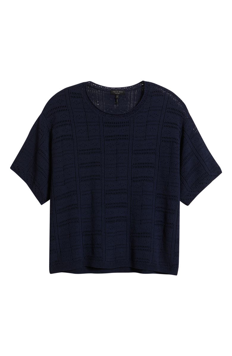 rag & bone Morgan Pointelle Stitch Sweater, Alternate, color, Navy