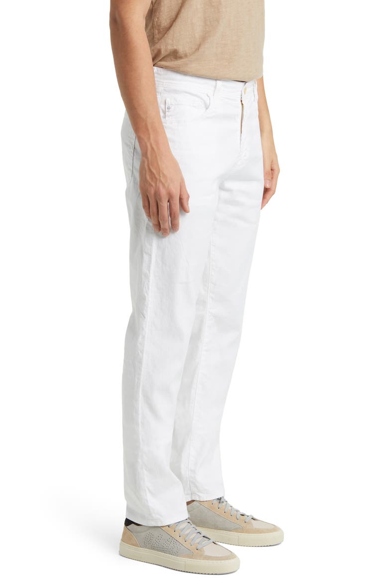 Everett Slim Straight Leg Stretch Cotton & Linen Pants, Alternate, color, WHITE