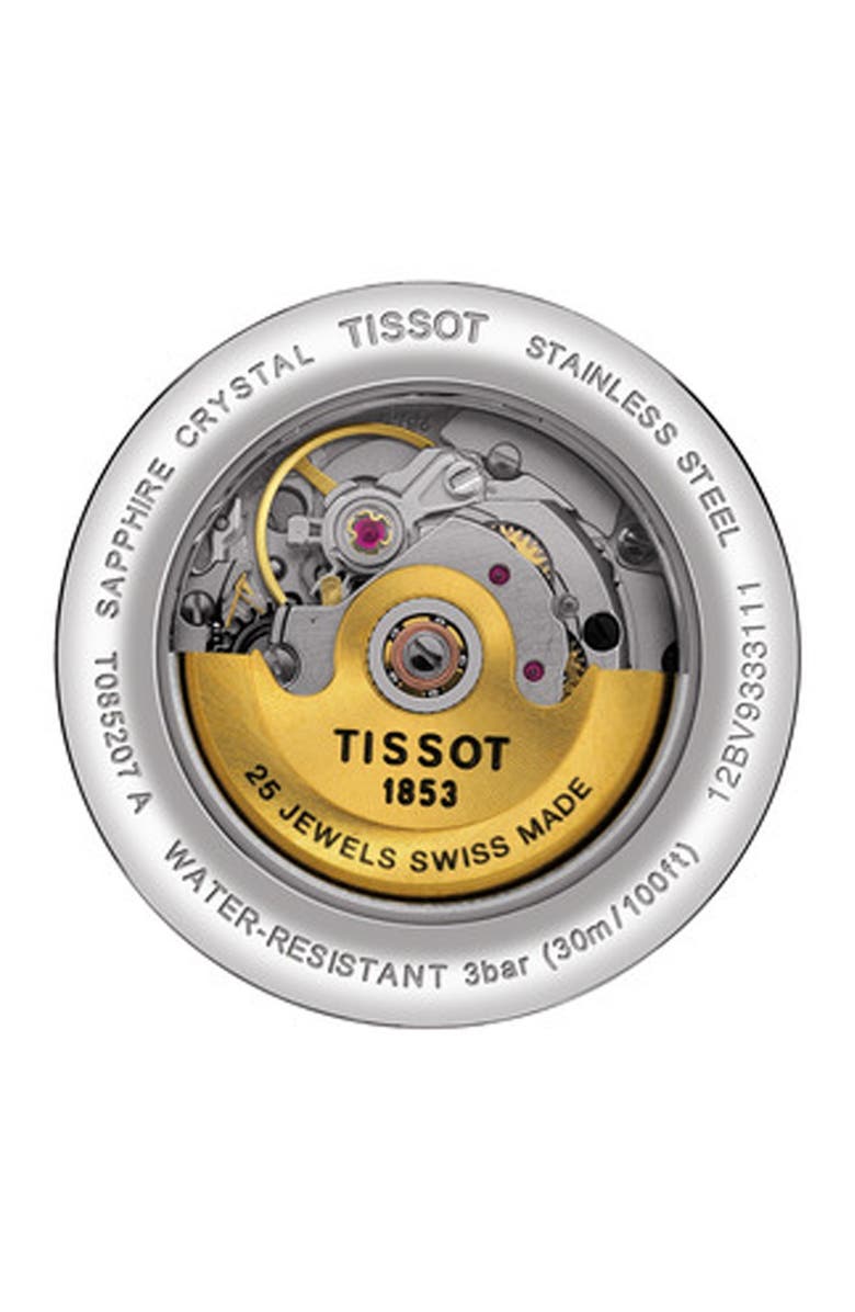 Tissot Carson Automatic Lady Croc Embossed Leather Strap Watch, 29.5mm, Alternate, color, 