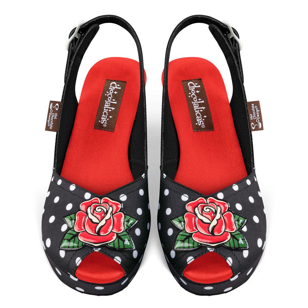 Hot Chocolate Design Rockabilly Women's Wedge Sandals, Main, color, Rockabilly