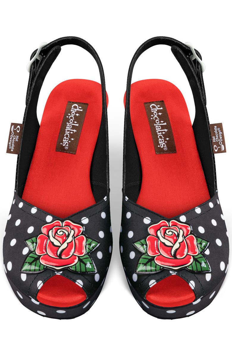 Hot Chocolate Design Rockabilly Women's Wedge Sandals, Main, color, Rockabilly