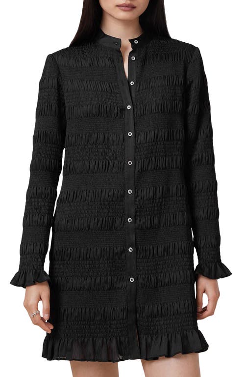 Allsaints Meg Long Sleeve Ruffle Minidress In Black