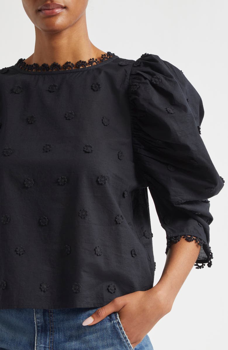 FARM Rio Floral Applique Cotton Top, Alternate, color,