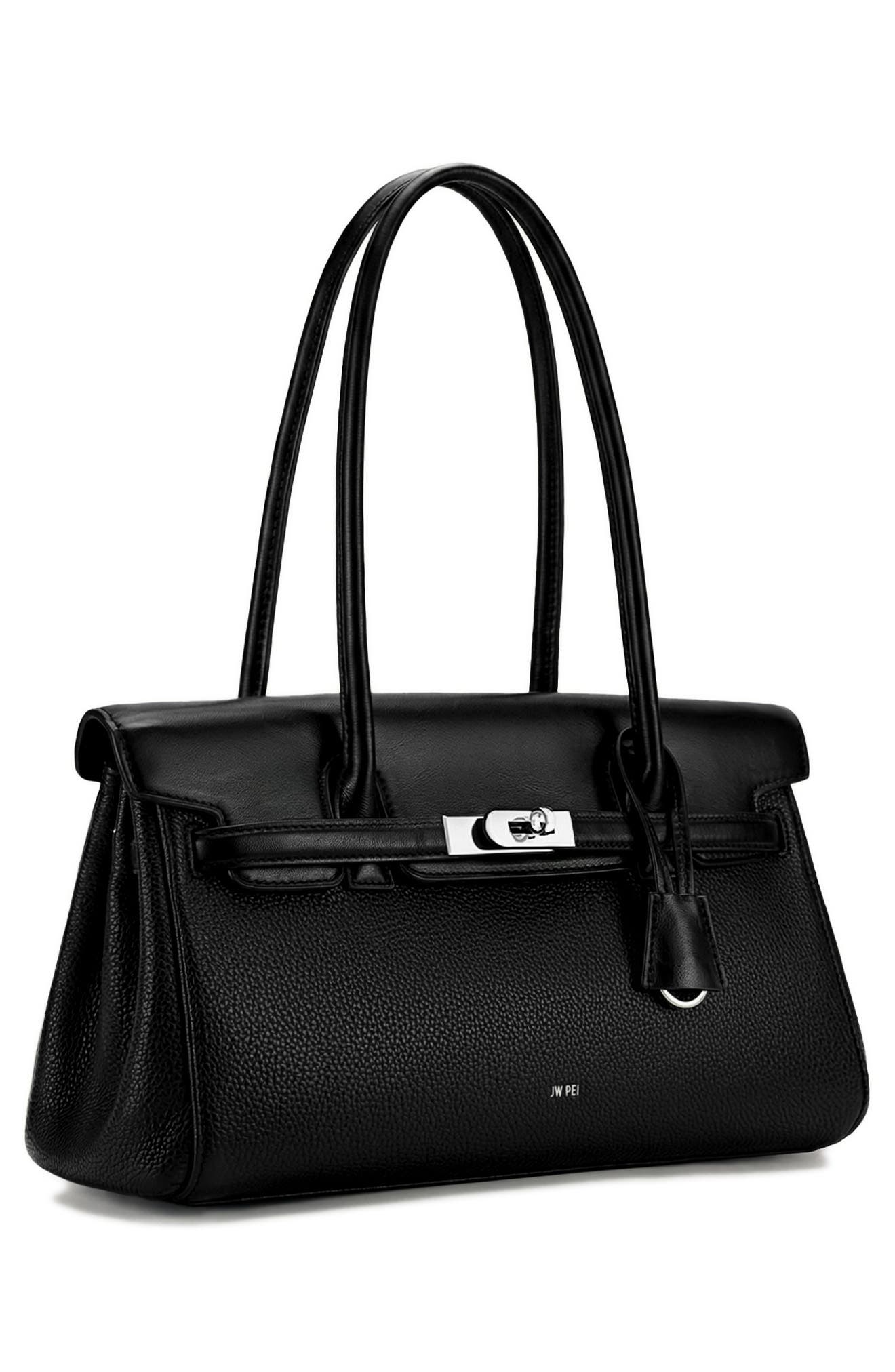 Yara Faux Leather Shoulder Bag, Alternate, color, BLACK LYCHEE PATTERN