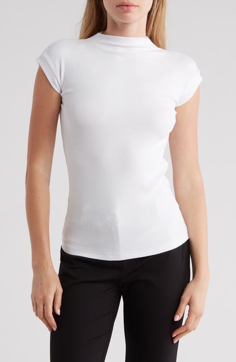 Shrunken Mock Neck Rib Top