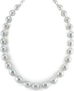 The Pearl Source 9-11mm White South Sea Baroque Pearl Necklace - AAA Quality
