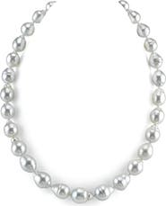The Pearl Source 9-11mm White South Sea Baroque Pearl Necklace - AAA Quality
