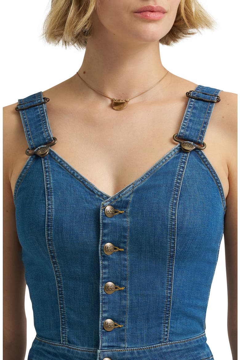 Cutout Denim Jumpsuit, Alternate, color, BLUE ARROW