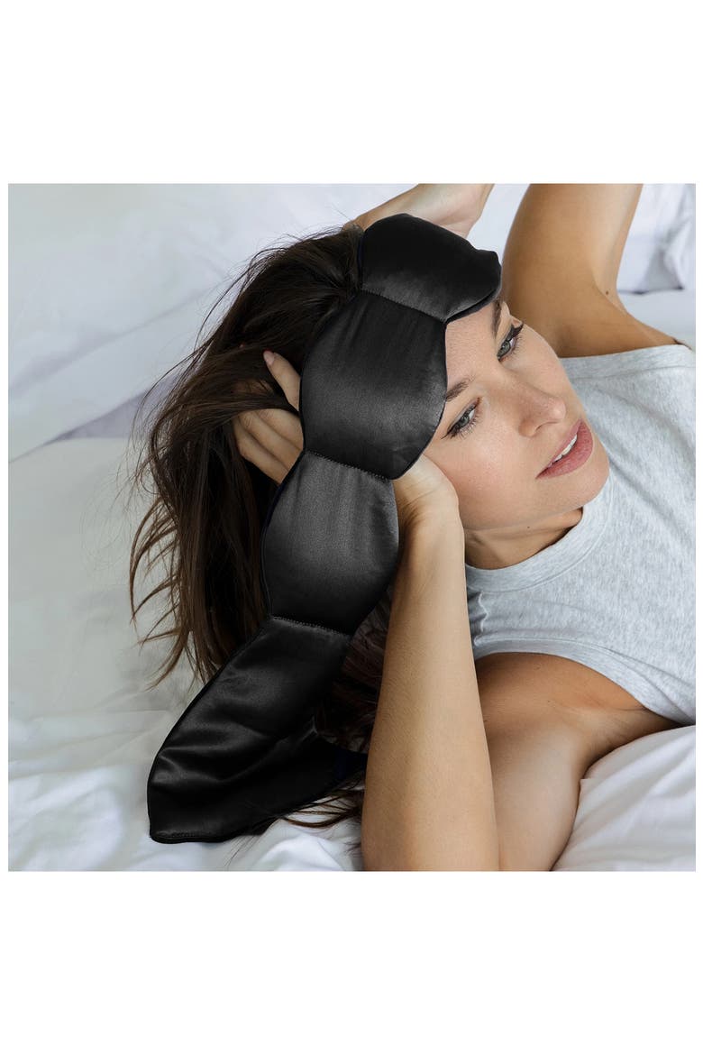 Silk & Velvet Weighted Sleep Mask, Alternate, color, NOIR