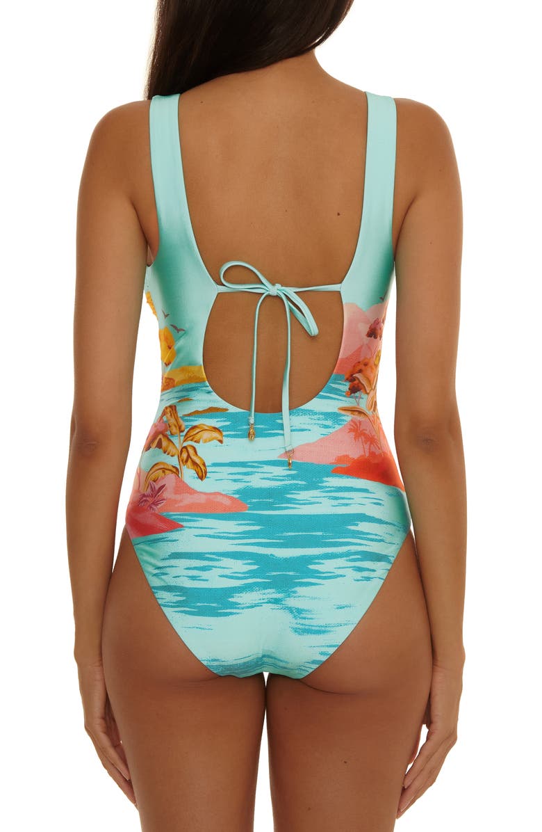 Trina Turk Cyclades Plunge One-Piece Swimsuit, Alternate, color, 