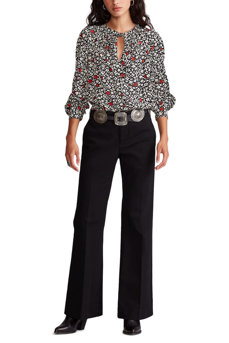 Floral Long Sleeve Blouse, Alternate, color, 749 POPPY FIELD FLORAL