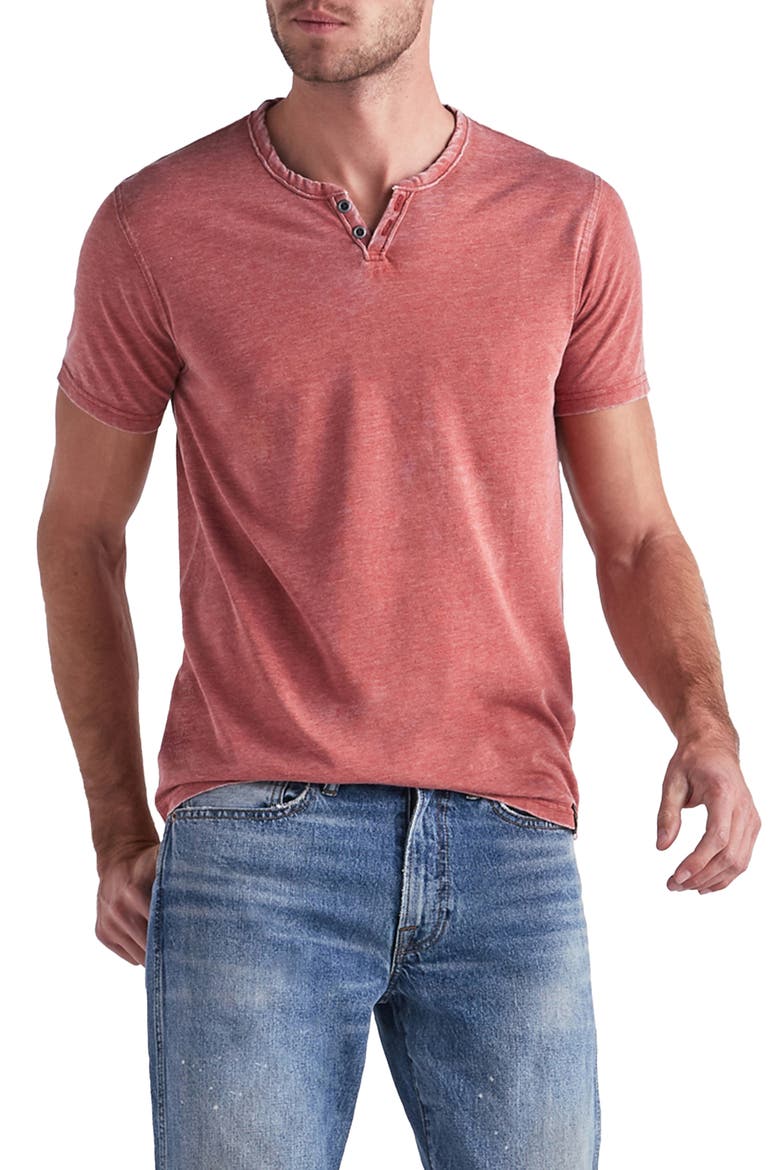 Button Notch Neck T-Shirt, Main, color, COWHIDE