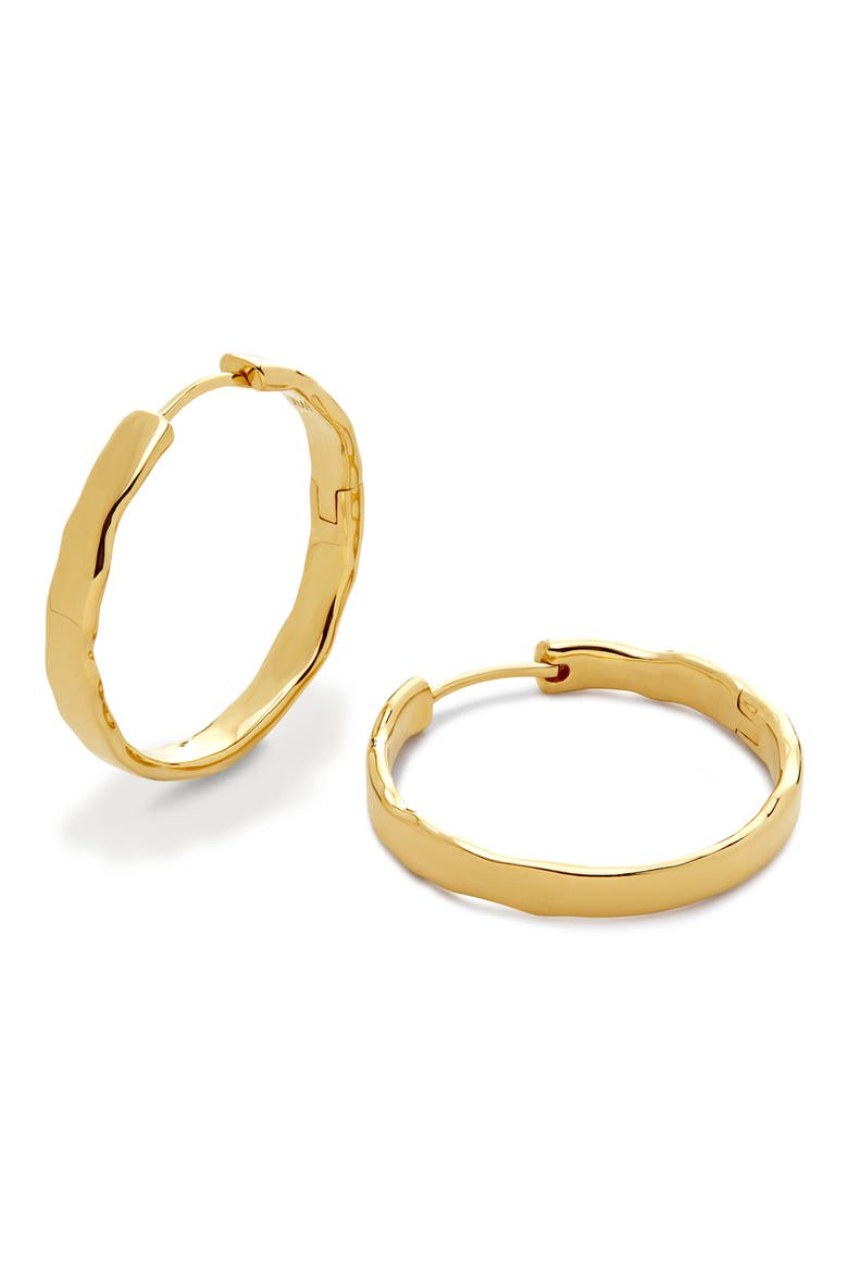 Medium Siren Muse Wave Hoop Earrings, Main, color, GOLD