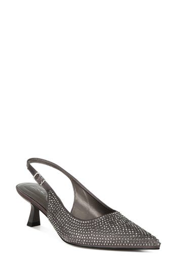 London Rag Amashi Rhinestone Kitten Heel Slingback Pump In Pewter