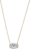 BY ADINA EDEN Lab Grown Diamond Oval Semi Bezel Pendant Necklace 14K