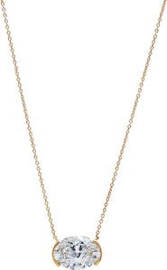 BY ADINA EDEN Lab Grown Diamond Oval Semi Bezel Pendant Necklace 14K