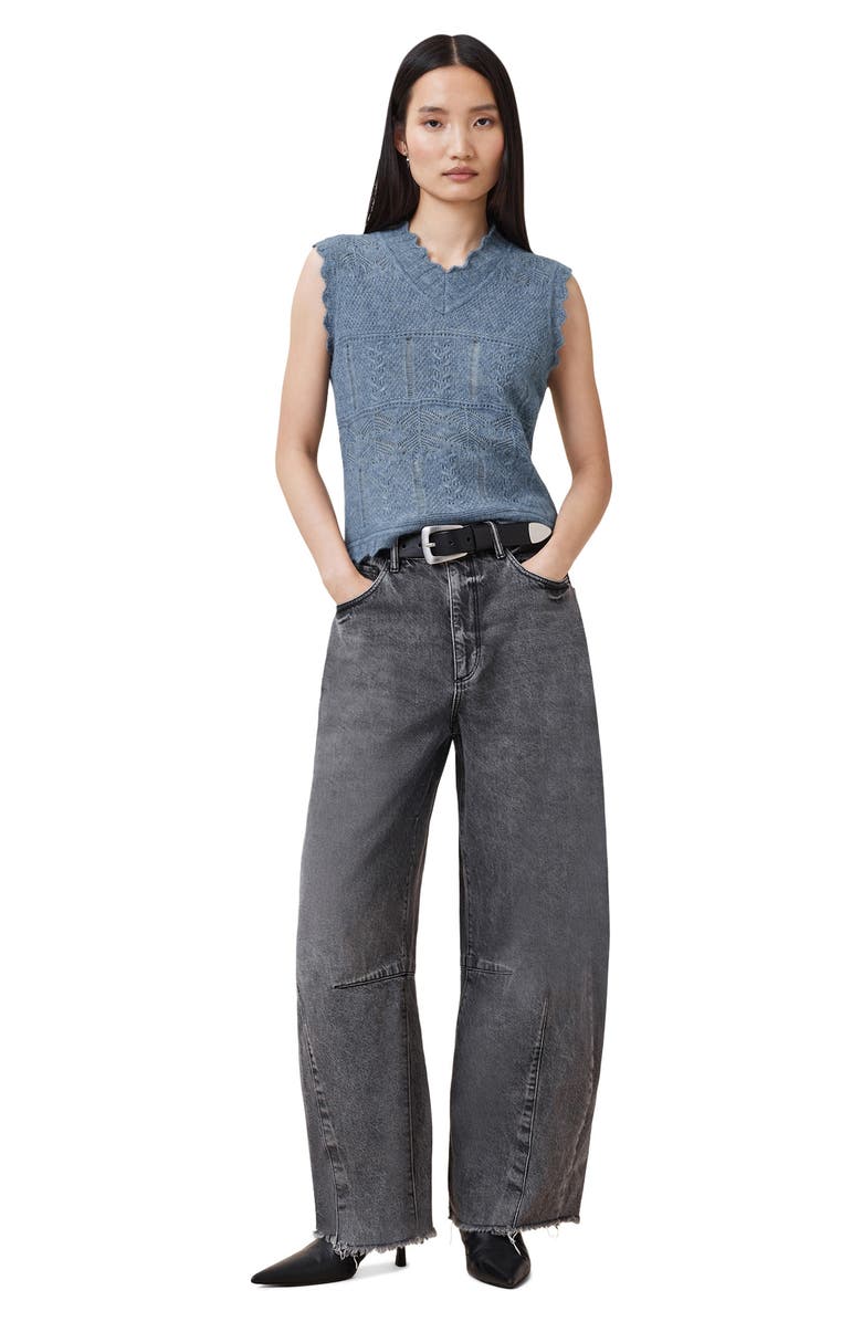 AllSaints Vanessa Pointelle Knit Sweater Vest, Alternate, color, Light Denim Blue