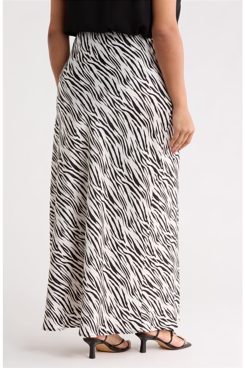 Zebra Print Satin Maxi Skirt, Alternate, color, WHITE