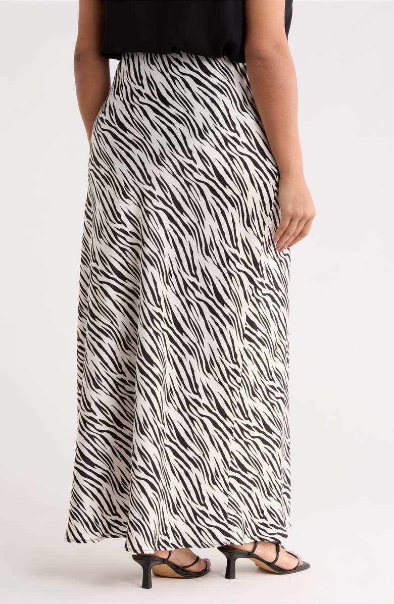 Renee C Zebra Print Satin Maxi Skirt, Alternate, color, White