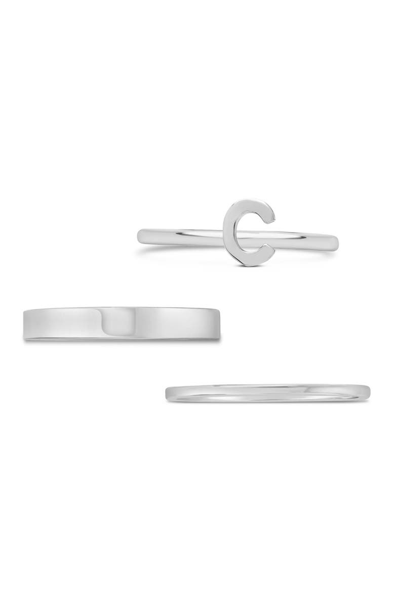 Sterling Forever Sterling Silver Initial Ring - Set of 3 - C, Alternate, color, 