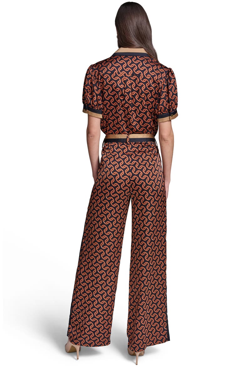 Geo Print Side Stripe Belted Pants, Alternate, color, MIDNIGHT NAVY/ SIENA