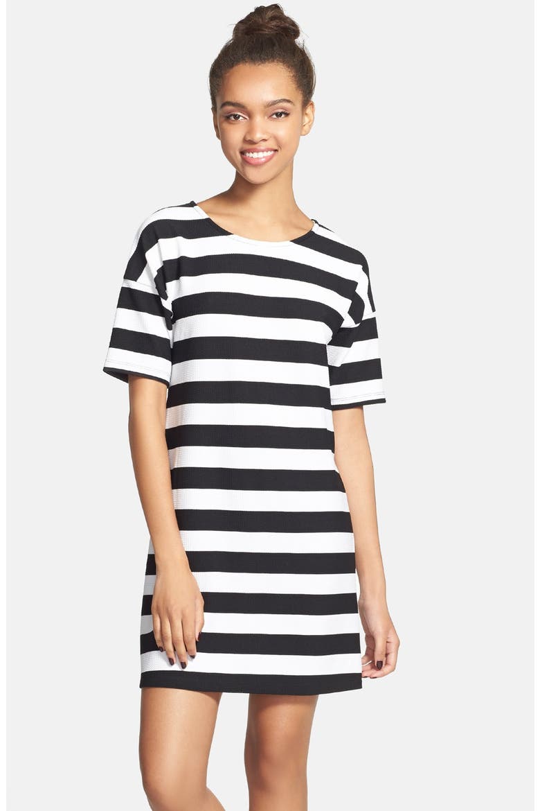 Stripe Shift Dress, Main, color, BLACK/ WHITE STRIPE